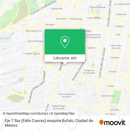 Mapa de Eje 7 Sur (Félix Cuevas) esquina Bufalo