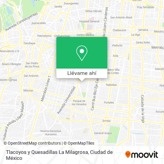 Mapa de Tlacoyos y Quesadillas La Milagrosa