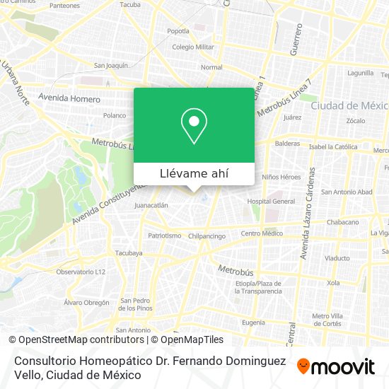 Mapa de Consultorio Homeopático Dr. Fernando Dominguez Vello