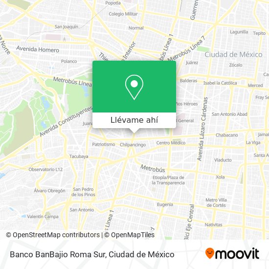 Mapa de Banco BanBajio Roma Sur