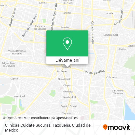 Mapa de Clinicas Cuidate Sucursal Taxqueña