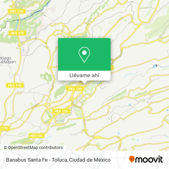 Mapa de Banabus Santa Fe - Toluca