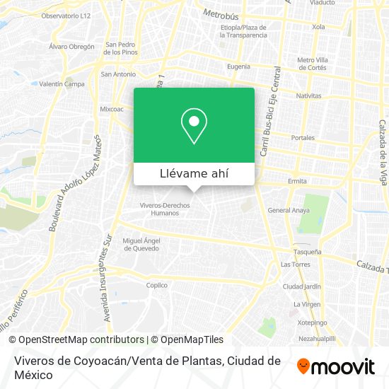 Mapa de Viveros de Coyoacán / Venta de Plantas
