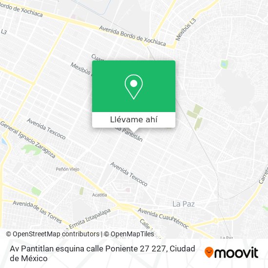 Mapa de Av Pantitlan esquina calle Poniente 27 227