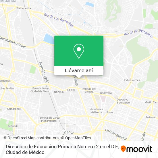 Mapa de Dirección de Educación Primaria Número 2 en el D.F.