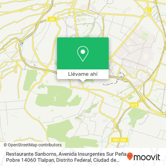 Mapa de Restaurante Sanborns, Avenida Insurgentes Sur Peña Pobre 14060 Tlalpan, Distrito Federal