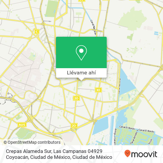 Mapa de Crepas Alameda Sur, Las Campanas 04929 Coyoacán, Ciudad de México