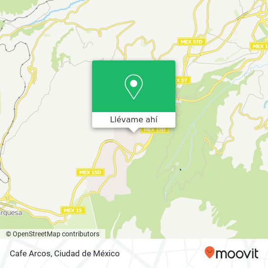 Mapa de Cafe Arcos, Avenida Monte de las Cruces Cruz Blanca 05700 Cuajimalpa de Morelos, Distrito Federal