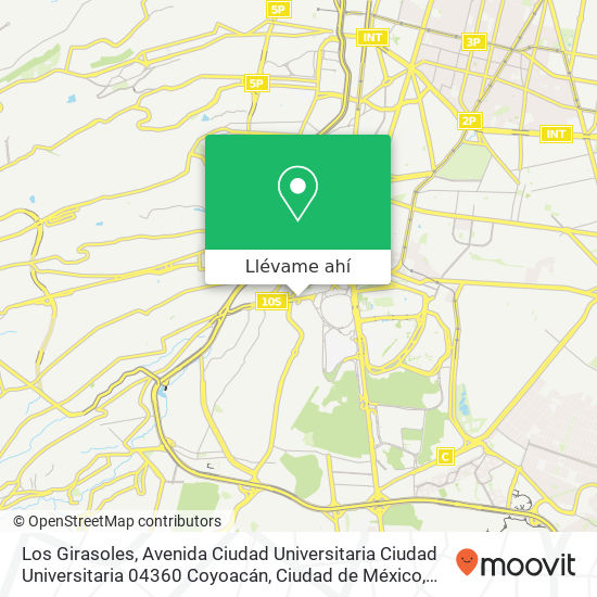 Mapa de Los Girasoles, Avenida Ciudad Universitaria Ciudad Universitaria 04360 Coyoacán, Ciudad de México