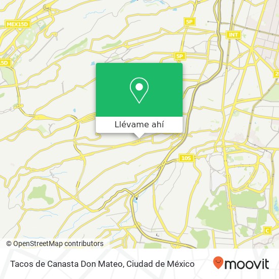 Mapa de Tacos de Canasta Don Mateo, Avenida Toluca 511 Olivar de los Padres 01780 Álvaro Obregón, Ciudad de México