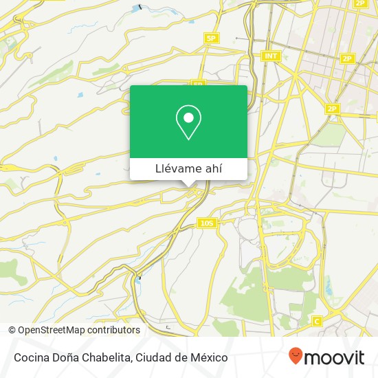 Mapa de Cocina Doña Chabelita, Avenida Toluca Olivar de los Padres 01780 Álvaro Obregón, Distrito Federal