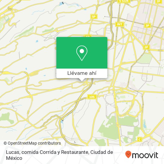Mapa de Lucas, comida Corrida y Restaurante, Avenida Toluca 173 Olivar de los Padres 01780 Álvaro Obregón, Ciudad de México