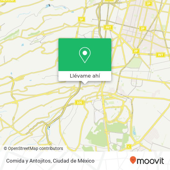 Mapa de Comida y Antojitos, Calle Puebla Progreso 01080 Álvaro Obregón, Distrito Federal