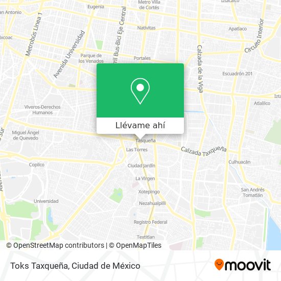 Cómo llegar a Toks Taxqueña en Benito Juárez en Autobús o Metro?
