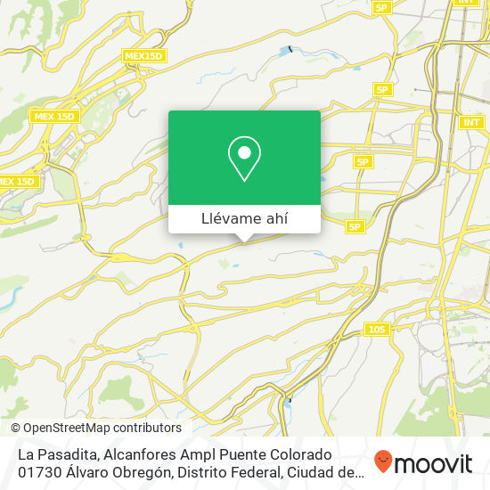 Mapa de La Pasadita, Alcanfores Ampl Puente Colorado 01730 Álvaro Obregón, Distrito Federal