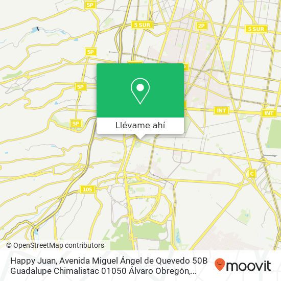 Mapa de Happy Juan, Avenida Miguel Ángel de Quevedo 50B Guadalupe Chimalistac 01050 Álvaro Obregón, Ciudad de México