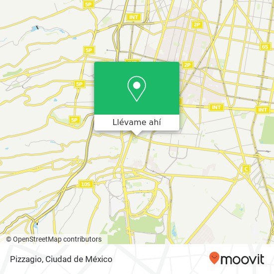 Mapa de Pizzagio, Avenida Miguel Ángel de Quevedo Guadalupe Chimalistac 01050 Álvaro Obregón, Ciudad de México