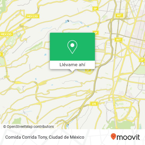 Mapa de Comida Corrida Tony, Calzada de las Águilas Las Águilas 1ra Sección 01750 Álvaro Obregón, Distrito Federal