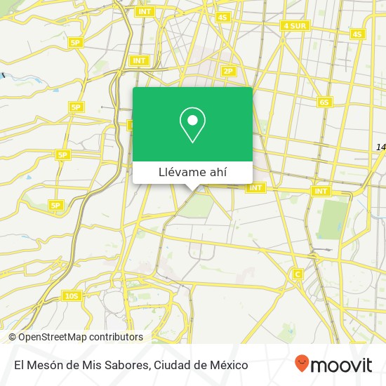 Mapa de El Mesón de Mis Sabores, Avenida Universidad Axotla 01030 Álvaro Obregón, Distrito Federal