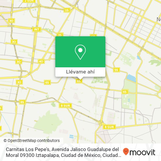 Mapa de Carnitas Los Pepe's, Avenida Jalisco Guadalupe del Moral 09300 Iztapalapa, Ciudad de México