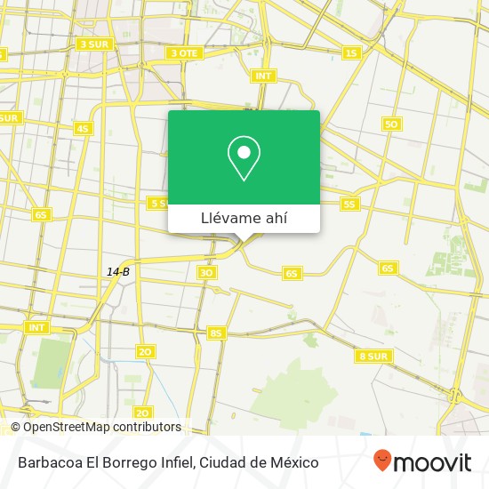 Mapa de Barbacoa El Borrego Infiel, Avenida Río Churubusco San José Aculco 09410 Iztapalapa, Distrito Federal