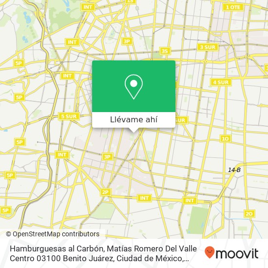 Mapa de Hamburguesas al Carbón, Matías Romero Del Valle Centro 03100 Benito Juárez, Ciudad de México