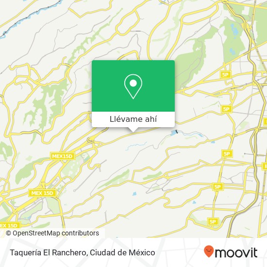 Mapa de Taquería El Ranchero, Avenida Vasco de Quiroga Pueblo Santa Fe 01210 Álvaro Obregón, Distrito Federal