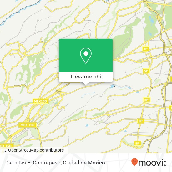 Mapa de Carnitas El Contrapeso, Pólvora Pueblo Santa Fe 01210 Álvaro Obregón, Distrito Federal