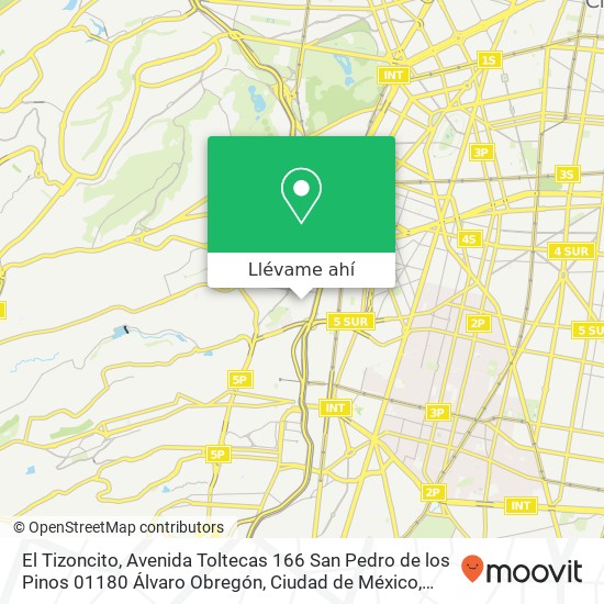Mapa de El Tizoncito, Avenida Toltecas 166 San Pedro de los Pinos 01180 Álvaro Obregón, Ciudad de México