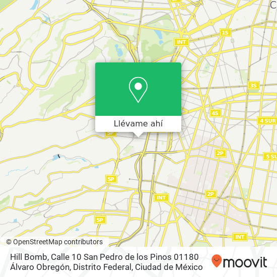 Mapa de Hill Bomb, Calle 10 San Pedro de los Pinos 01180 Álvaro Obregón, Distrito Federal
