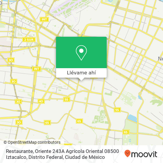 Mapa de Restaurante, Oriente 243A Agrícola Oriental 08500 Iztacalco, Distrito Federal