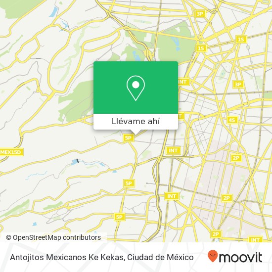 Mapa de Antojitos Mexicanos Ke Kekas, Camino Real a Toluca Sede Delegacional 01150 Álvaro Obregón, Distrito Federal