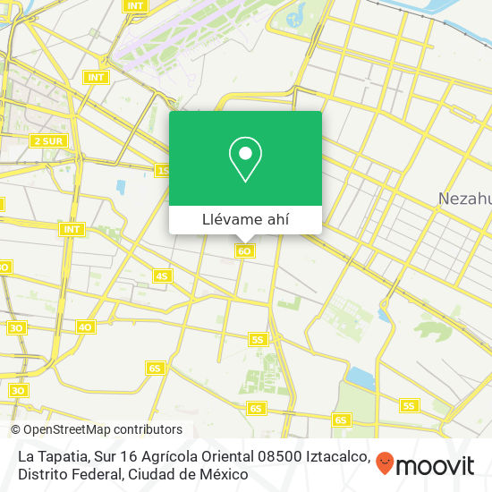 Mapa de La Tapatia, Sur 16 Agrícola Oriental 08500 Iztacalco, Distrito Federal