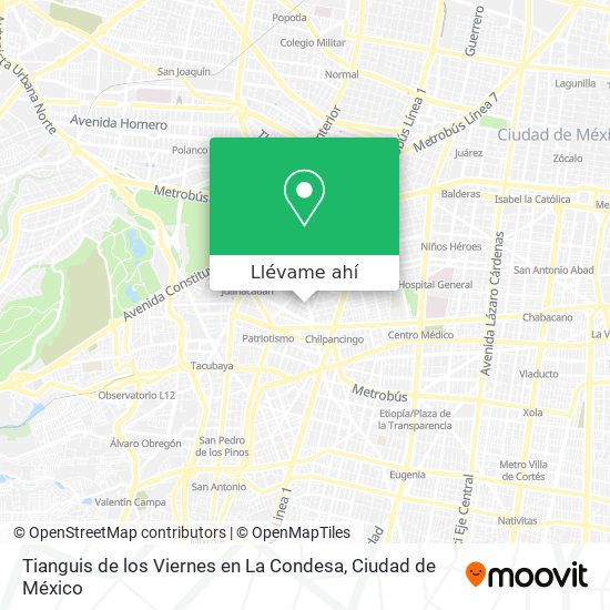 Mapa de Tianguis de los Viernes en La Condesa