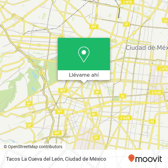 Mapa de Tacos La Cueva del León, Avenida Nuevo León Hipódromo 06100 Cuauhtémoc, Distrito Federal