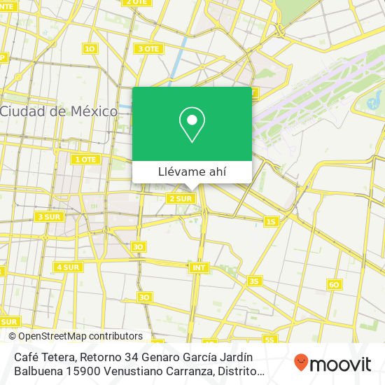 Mapa de Café Tetera, Retorno 34 Genaro García Jardín Balbuena 15900 Venustiano Carranza, Distrito Federal