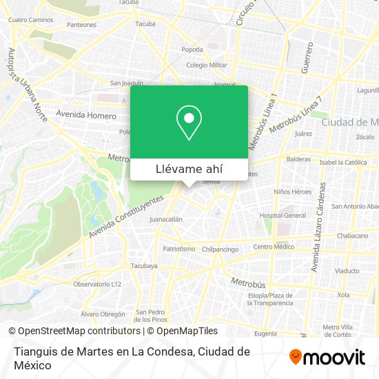 Mapa de Tianguis de Martes en La Condesa