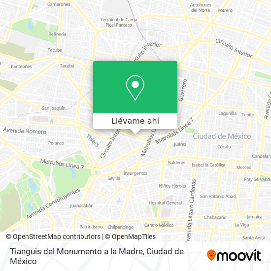 Mapa de Tianguis del Monumento a la Madre