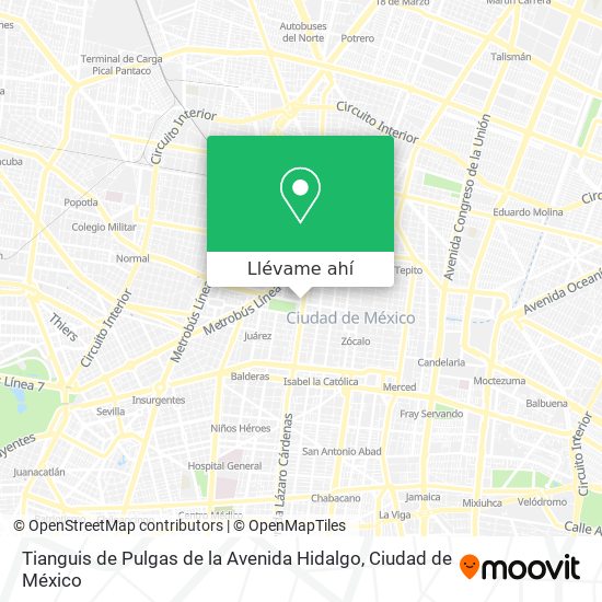 Mapa de Tianguis de Pulgas de la Avenida Hidalgo