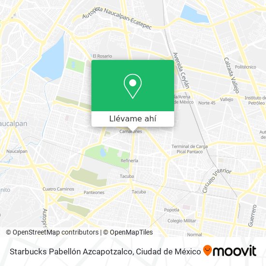 Mapa de Starbucks Pabellón Azcapotzalco