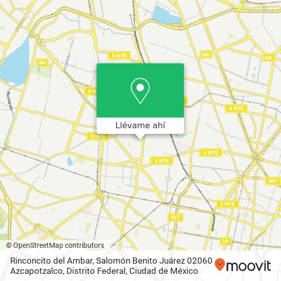 Mapa de Rinconcito del Ambar, Salomón Benito Juárez 02060 Azcapotzalco, Distrito Federal