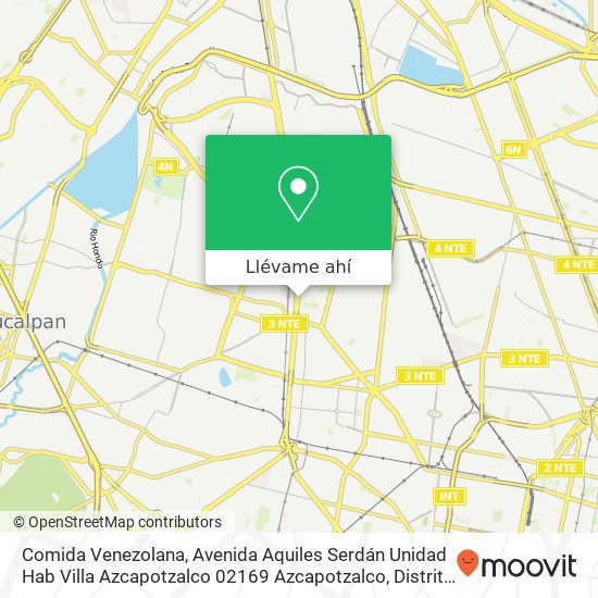 Mapa de Comida Venezolana, Avenida Aquiles Serdán Unidad Hab Villa Azcapotzalco 02169 Azcapotzalco, Distrito Federal