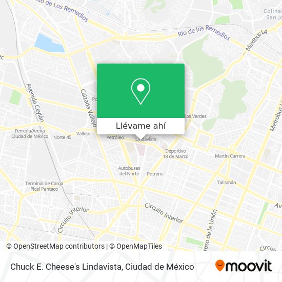 Mapa de Chuck E. Cheese's Lindavista