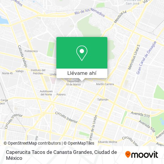 Mapa de Caperucita Tacos de Canasta Grandes