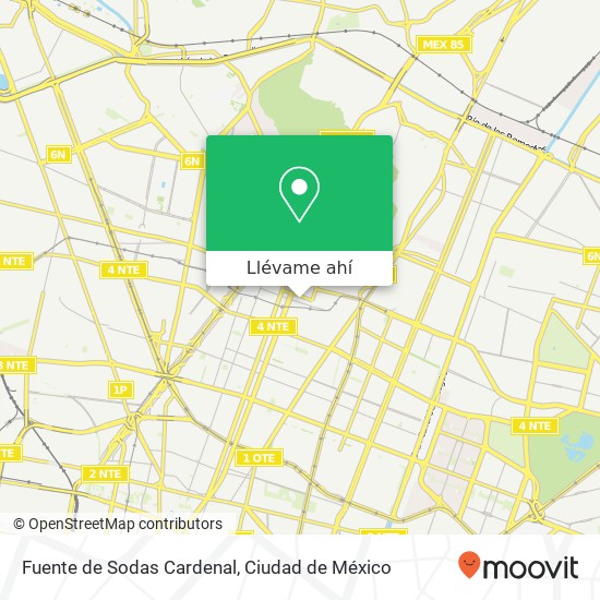 Mapa de Fuente de Sodas Cardenal, Calle Hidalgo Aragón 07000 Gustavo A Madero, Distrito Federal