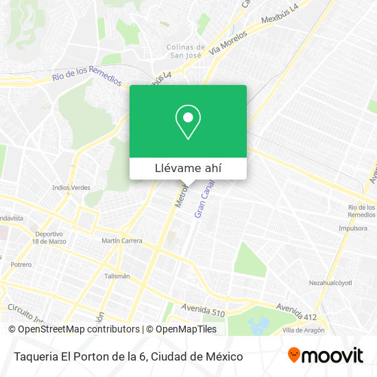 Mapa de Taqueria El Porton de la 6