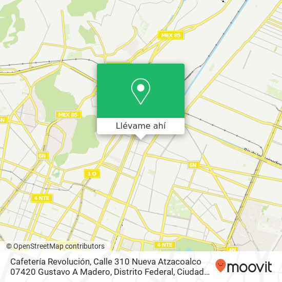 Mapa de Cafetería Revolución, Calle 310 Nueva Atzacoalco 07420 Gustavo A Madero, Distrito Federal