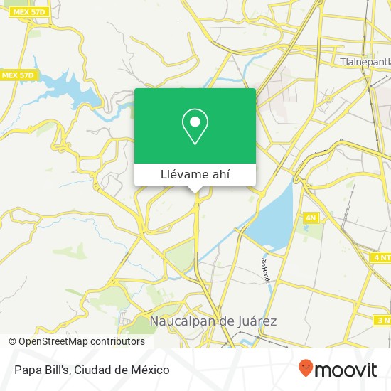 Mapa de Papa Bill's, Boulevard Manuel Ávila Camacho Ciudad Satélite 53100 Naucalpan de Juárez, México