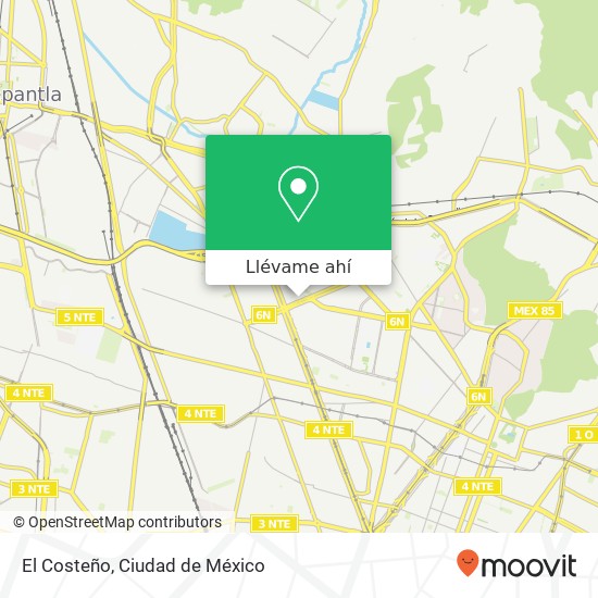 Mapa de El Costeño, Avenida Central Nueva Industrial Vallejo Norte 07700 Gustavo A Madero, Distrito Federal