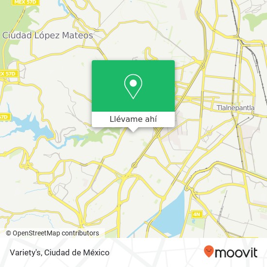 Mapa de Variety's, Avenida Benito Juárez Ex Hacienda de Santa Mónica 54050 Tlalnepantla de Baz, México